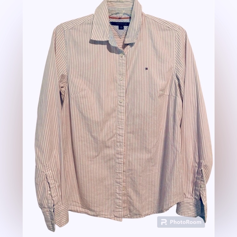 Tommy Hilfiger Pink & White Striped Button-Up Shirt - M